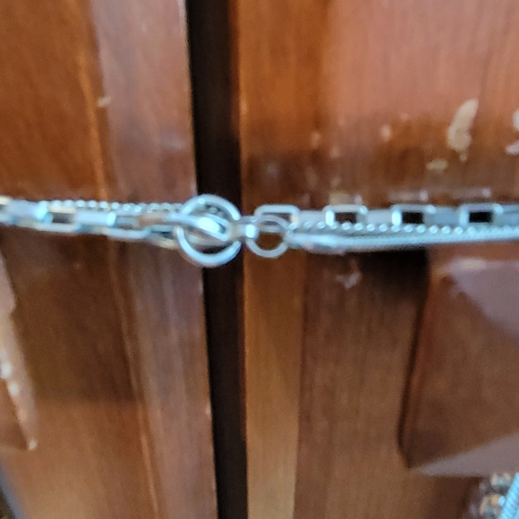 Silver Long Necklace Chain three layers with beads - Picture 5 of 10